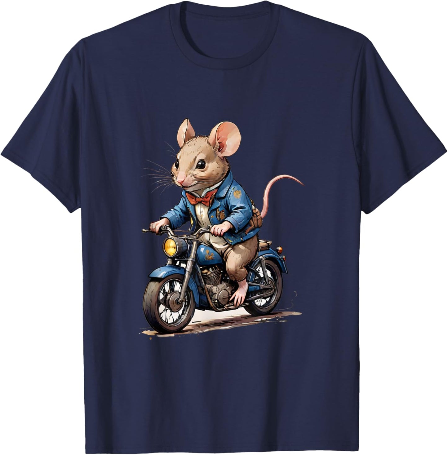 Highway Hero: Mouse on a Motorcycle T-Shirt - T-Shirt | Navy