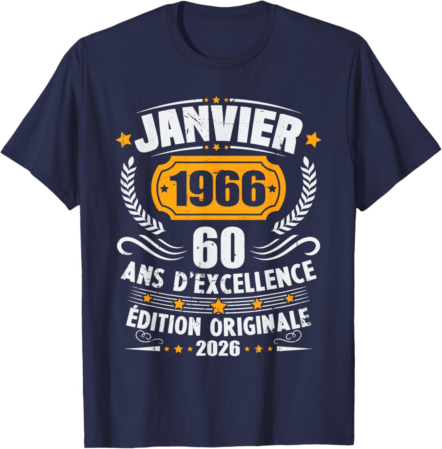 Vintage January 1966 Birthday Gift 60 Years Men T-Shirt - T-Shirt | Navy