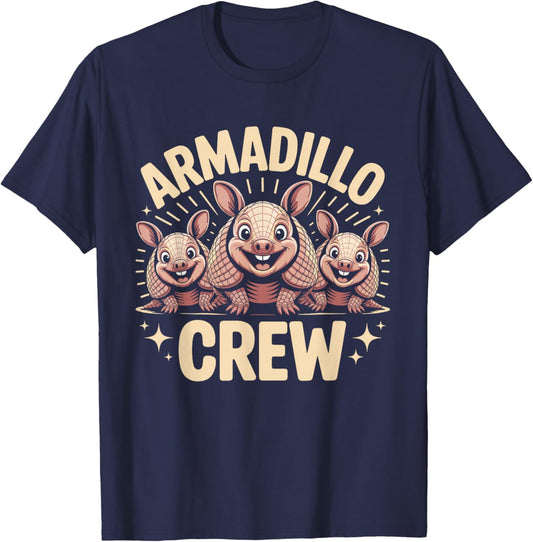 Armadillo Crew Cute Cartoon Texas Wildlife Desert Animal T-Shirt - T-Shirt | Navy
