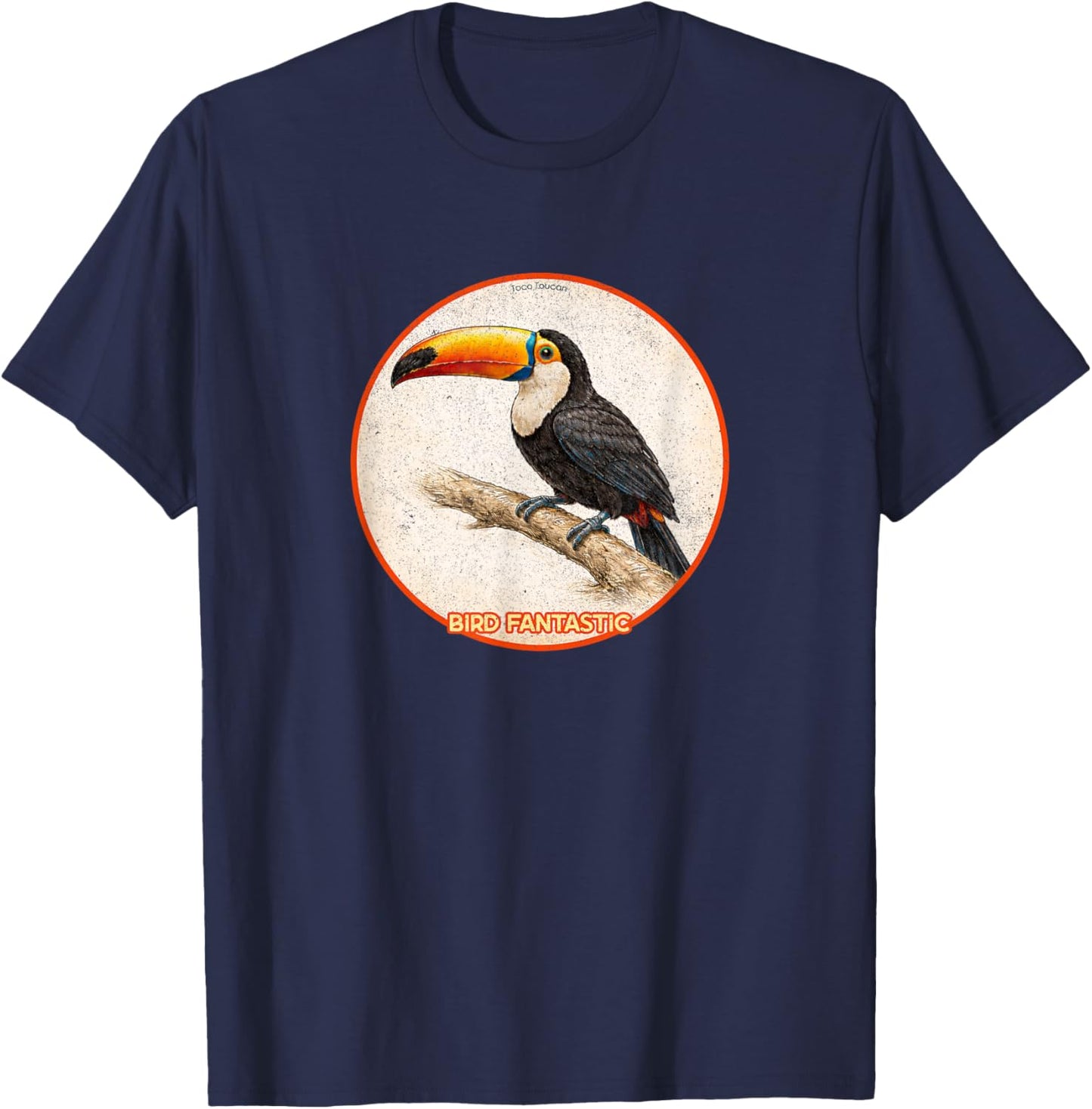 Colorful Retro Toco Toucan Bird Design T-Shirt - T-Shirt | Navy