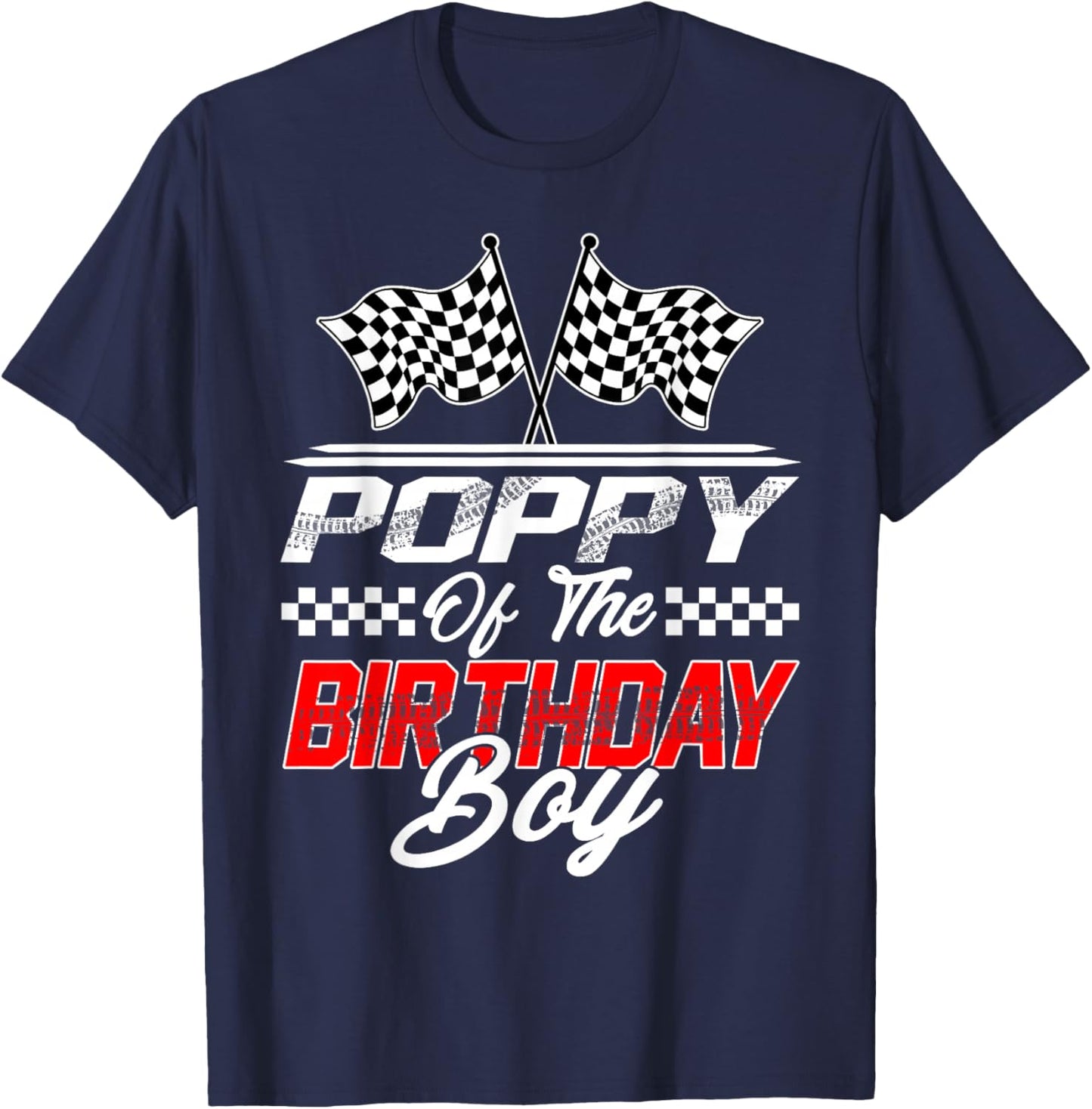 Race Car Poppy of The Birthday Boy Racing Family T-Shirt - T-Shirt | Navy