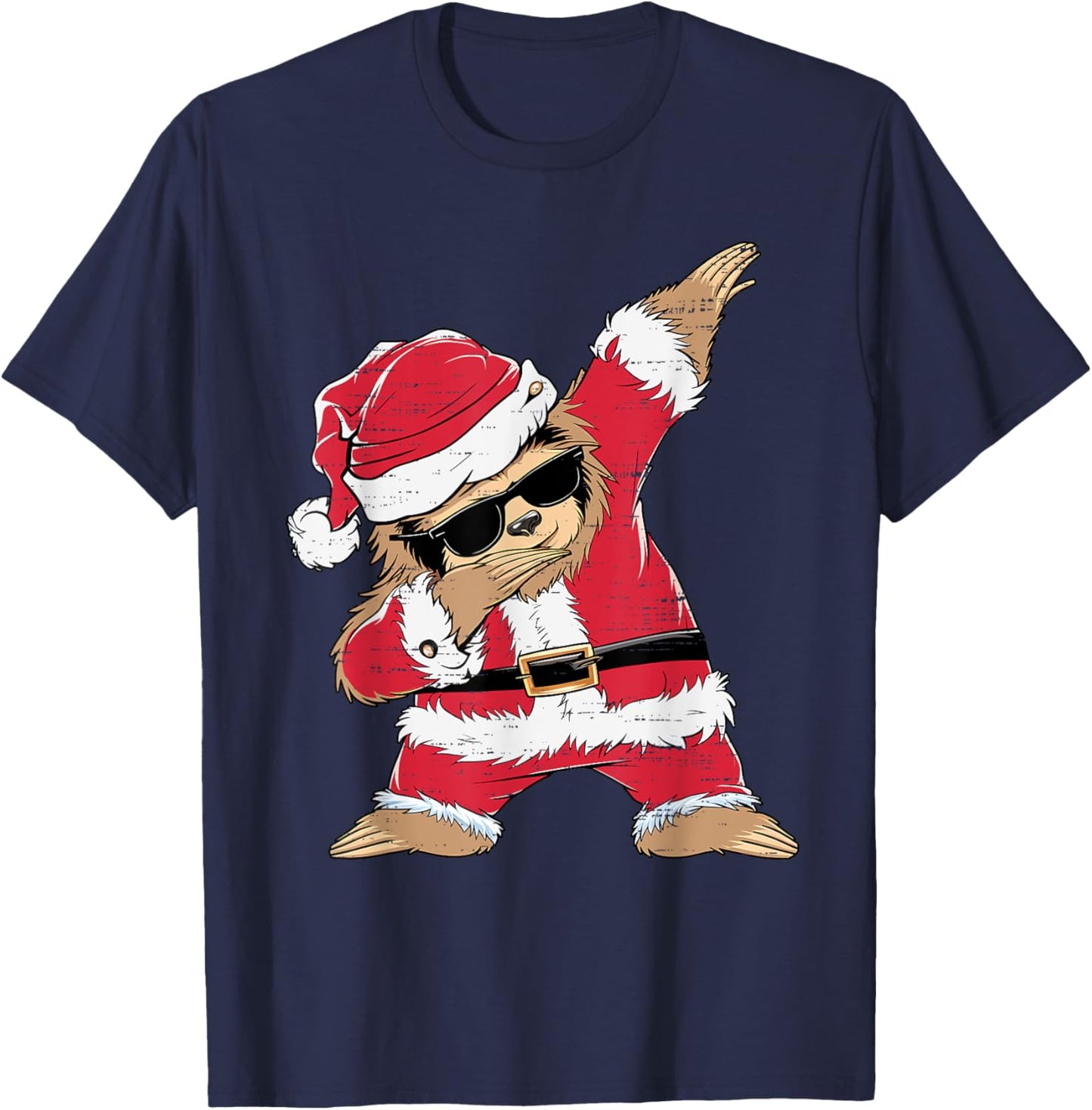 Dabbing Santa Sloth Merry Slothmas Christmas Kids Pajama T-Shirt - T-Shirt | Navy