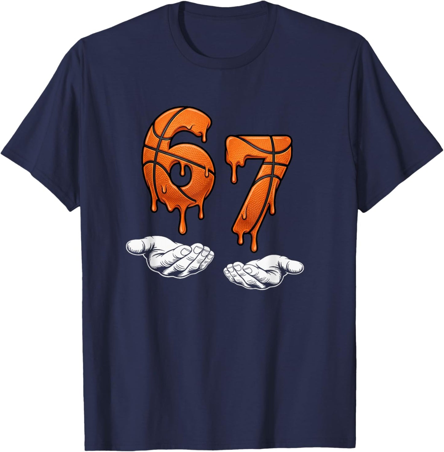 Six Seven 67 Meme — Funny Gen Alpha Brainrot T-Shirt - T-Shirt | Navy