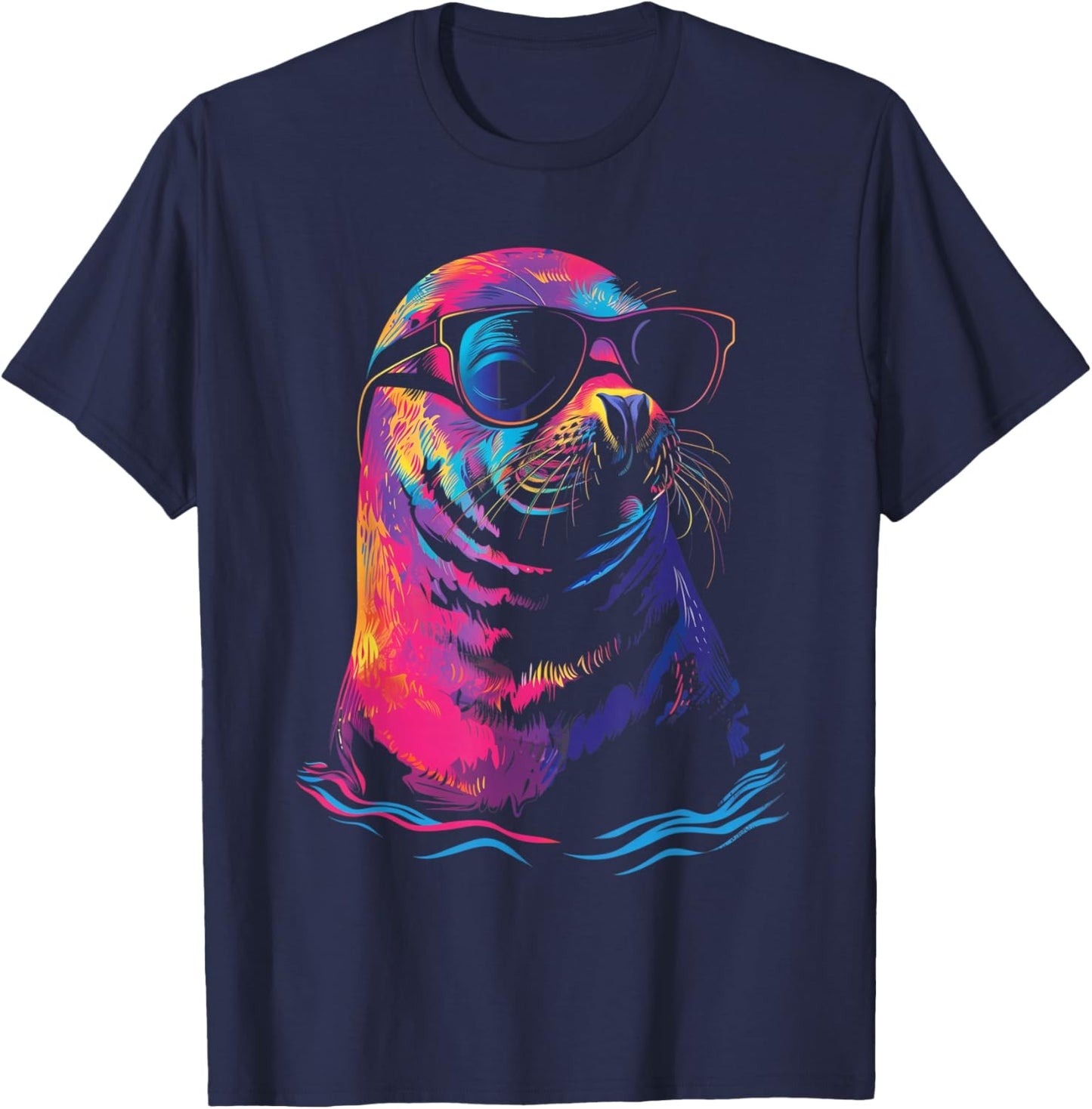 Seal Sunglasses Sea Lion Ocean Animal T-Shirt - T-Shirt | Navy