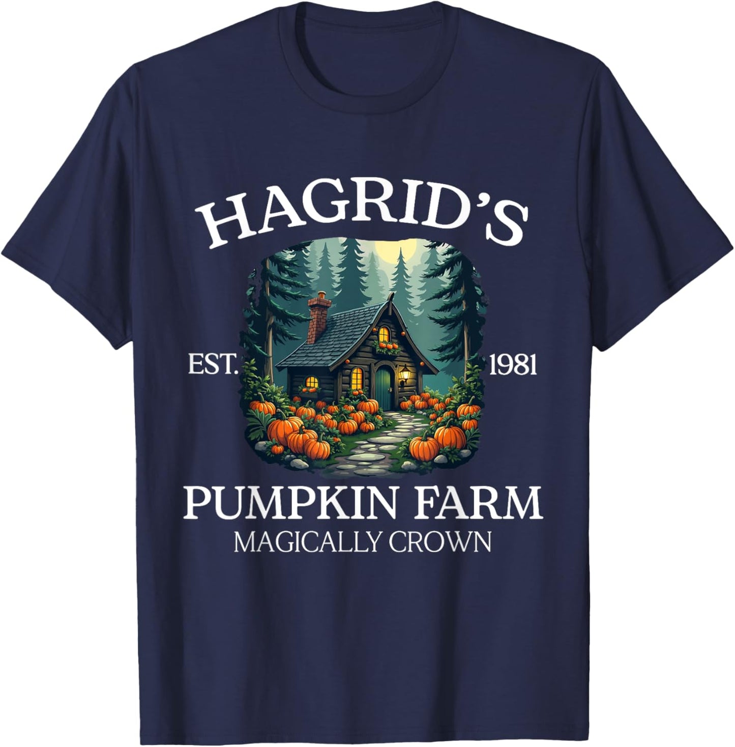 Hagrid's Pumpkin Farm - Magical Rustic Autumn Design T-Shirt - T-Shirt | Navy