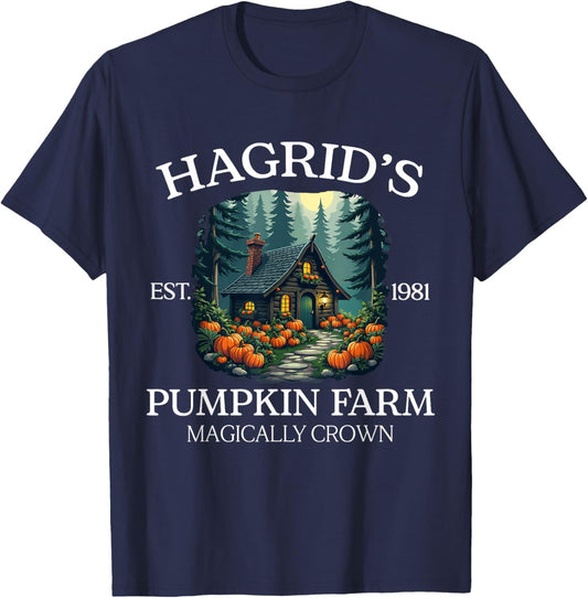 Hagrid's Pumpkin Farm - Magical Rustic Autumn Design T-Shirt - T-Shirt | Navy