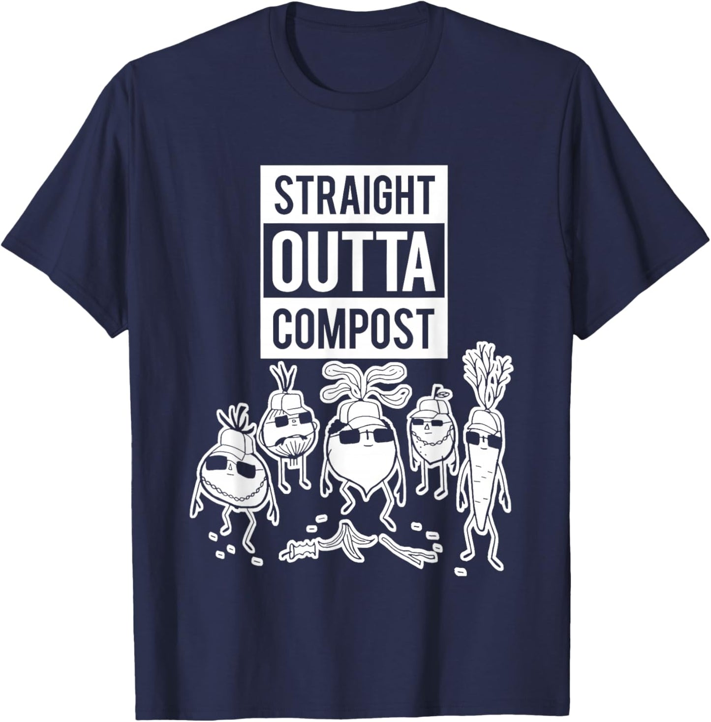 Straight Outta Compost Funny Women T-Shirt - T-Shirt | Navy