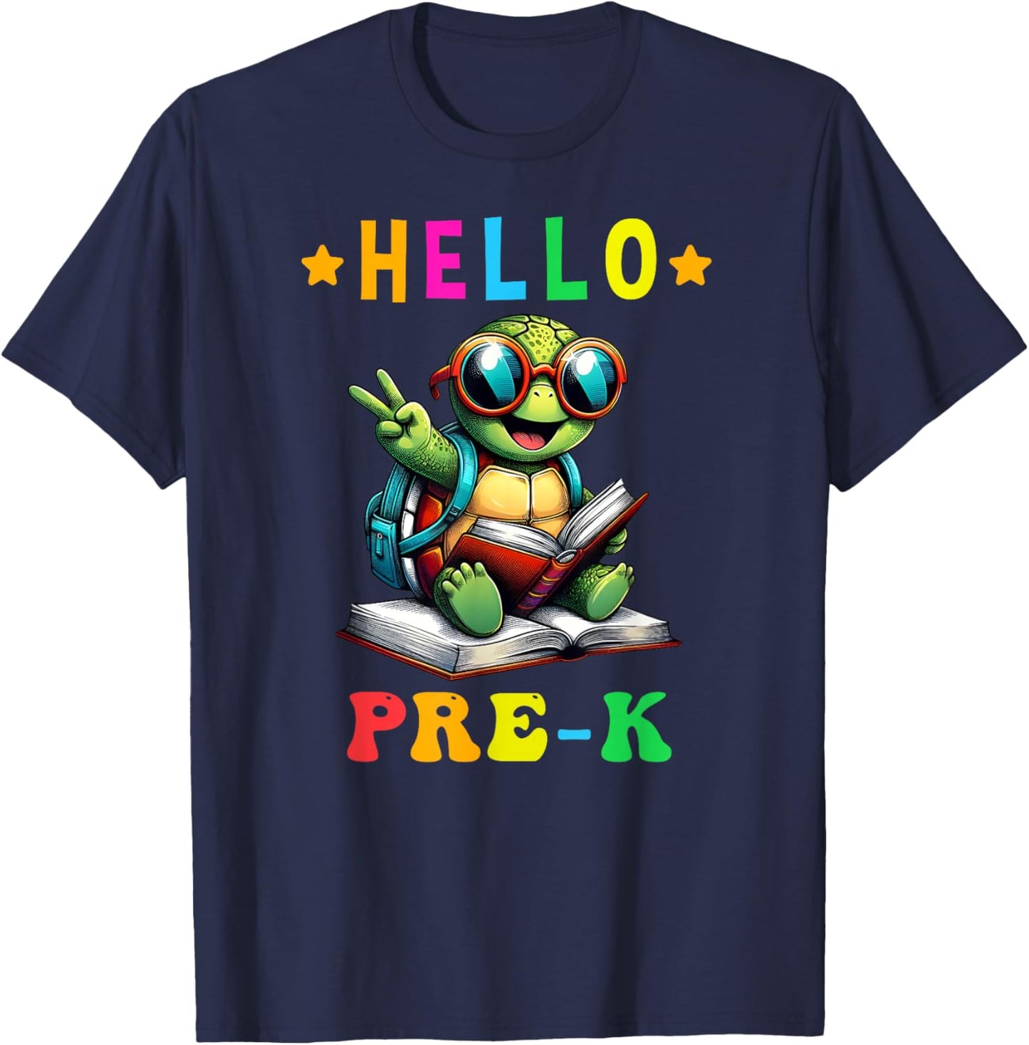 Hello Pre K Turtle Lovers Back to School Kids Boys Girls T-Shirt - T-Shirt | Navy