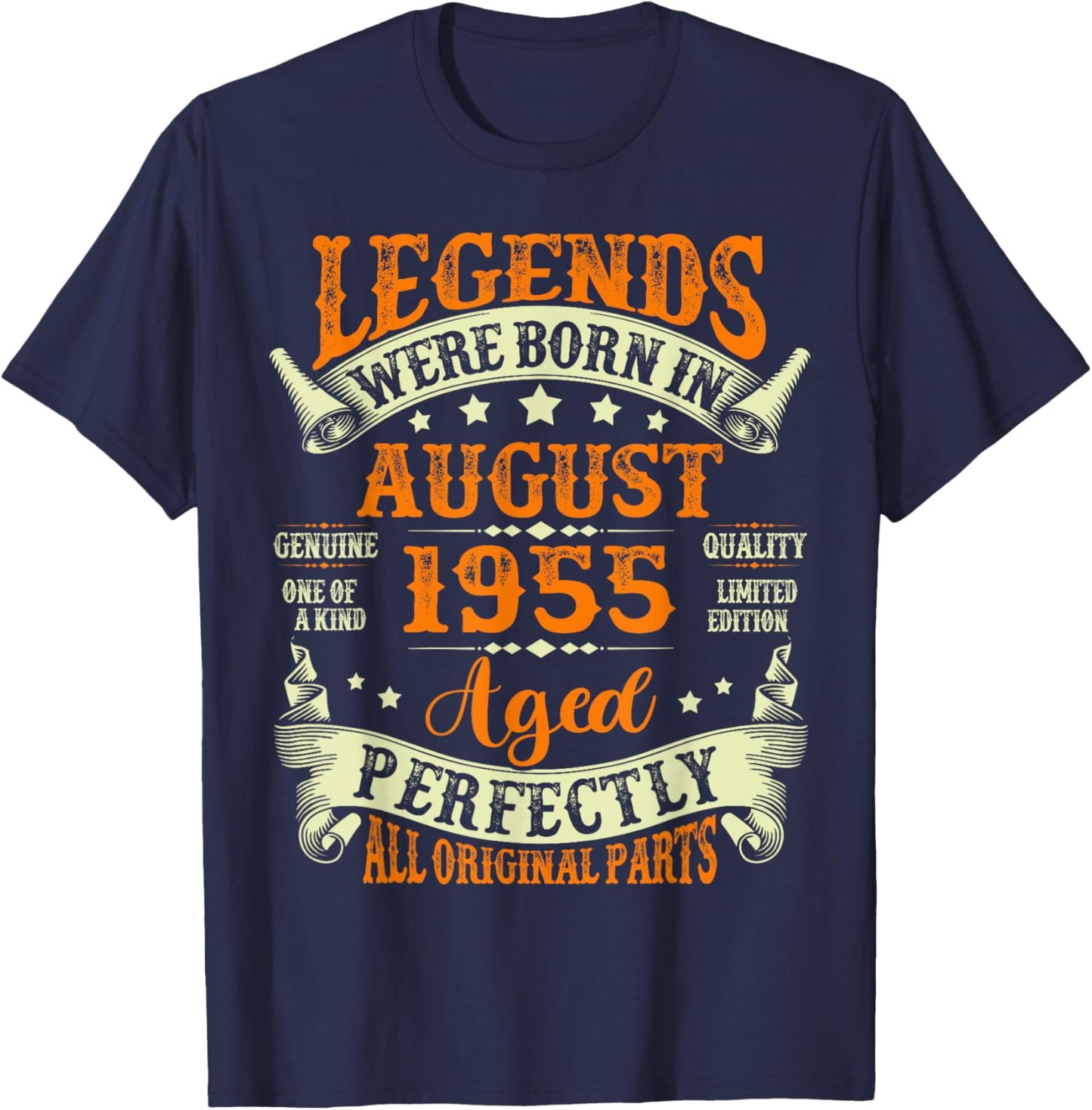 Legends Were Born In August 1955 Vintage 70th Birthday Men T-Shirt - T-Shirt | Navy