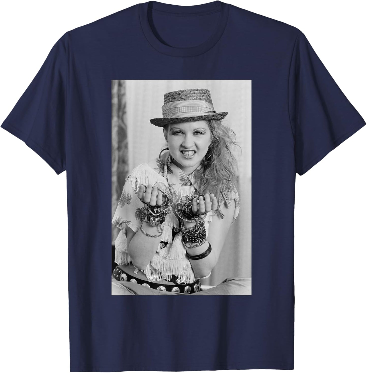 Cyndi Lauper US Pop Star Photo Shoot 1984 T-Shirt - T-Shirt | Navy