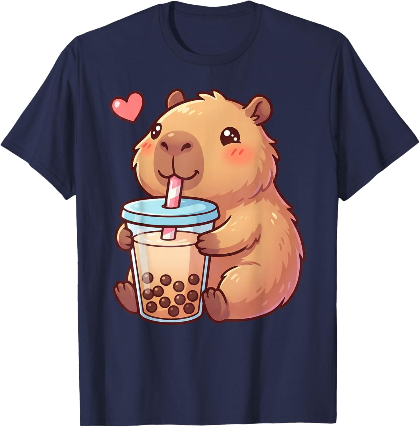 Pyjama Mignon Capybara pour Filles Niña Kids Adolescents Kawaii Anime T-Shirt - T-Shirt | Navy