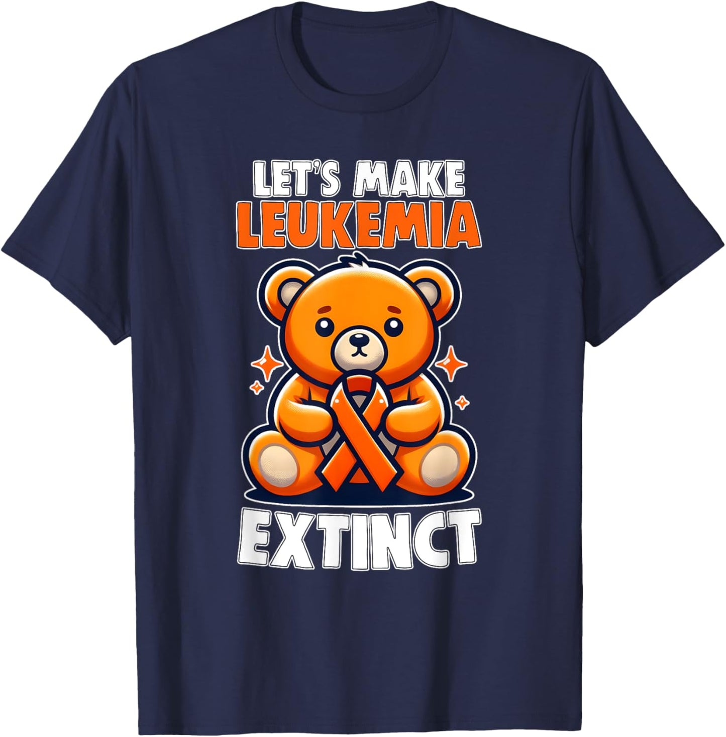 Leukemia Teddy Bear Orange Ribbon Hematologist Reptile T-Shirt - T-Shirt | Navy