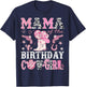 Mama Of The Birthday Cow-Girl Pink Disco Rodeo Western T-Shirt - T-Shirt | Navy