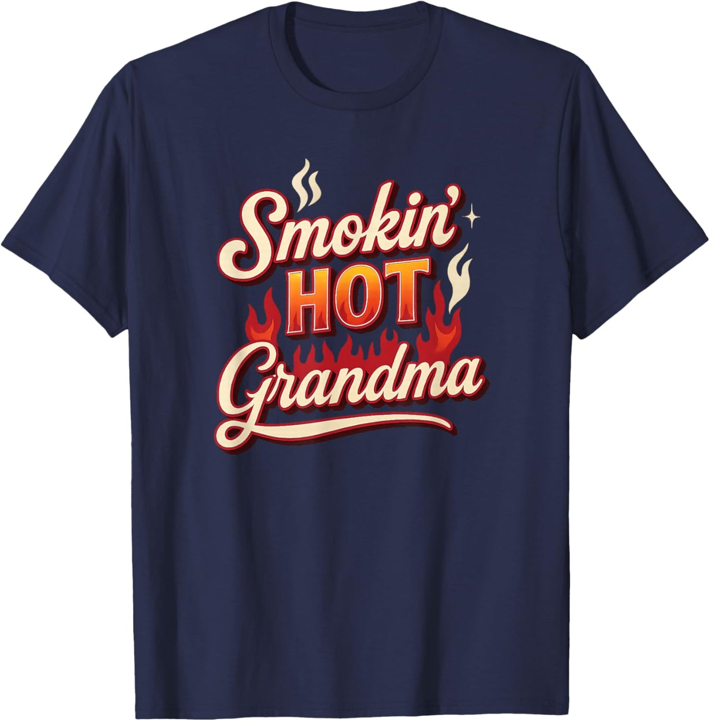 Smokin Hot Grandma Retro Funny Gift T-Shirt - T-Shirt | Navy
