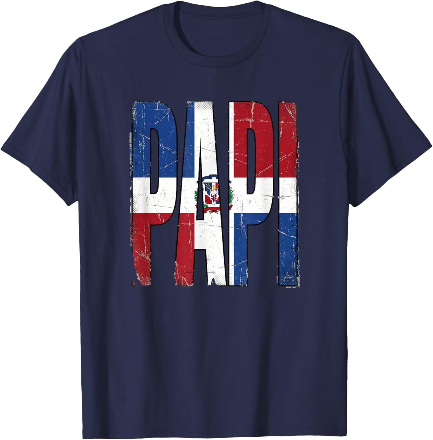 PAPI Dominican Republic Flag Vintage Dia Del Padre Regalo T-Shirt - T-Shirt | Navy