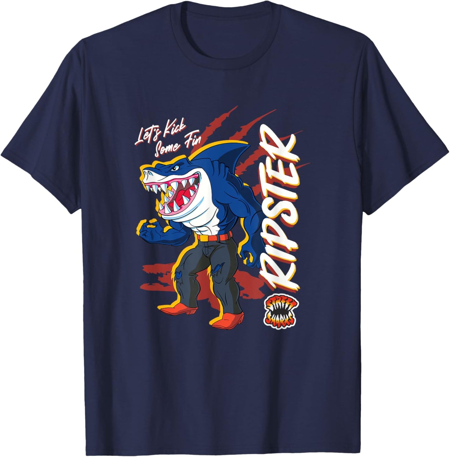 Street Sharks - Ripster Let's Kick Some Fin T-Shirt - T-Shirt | Navy