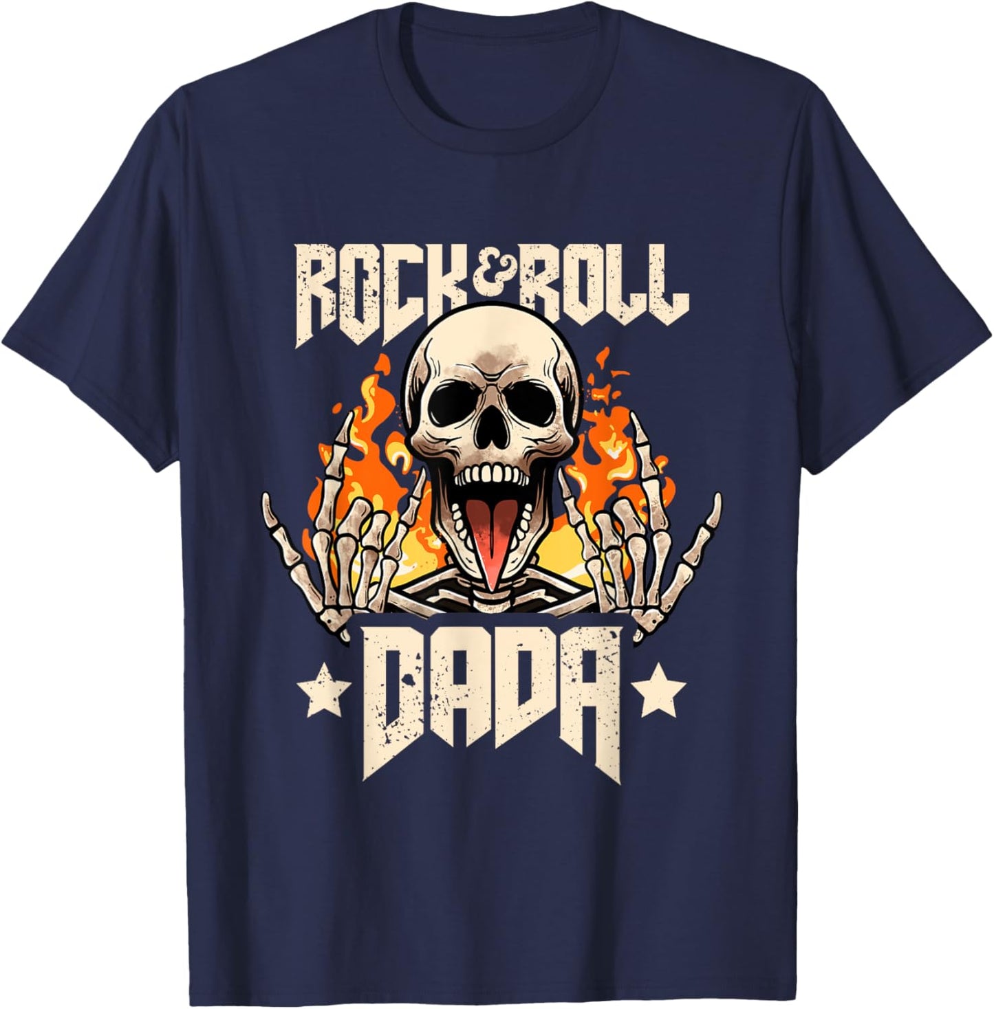 Rock And Roll Dada Dad Vintage Retro Rock&Roll Rock Concert T-Shirt - T-Shirt | Navy