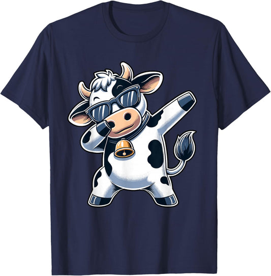 Cute Dabbing Cow Clothes Men Toddler Boys Farm Animal Kids T-Shirt - T-Shirt | Navy