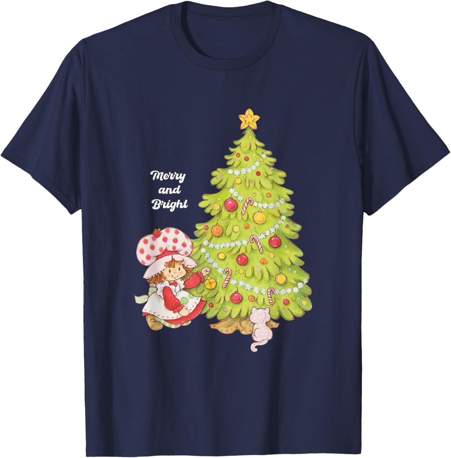 Strawberry Shortcake Merry Christmas Vintage Tree T-Shirt - T-Shirt | Navy