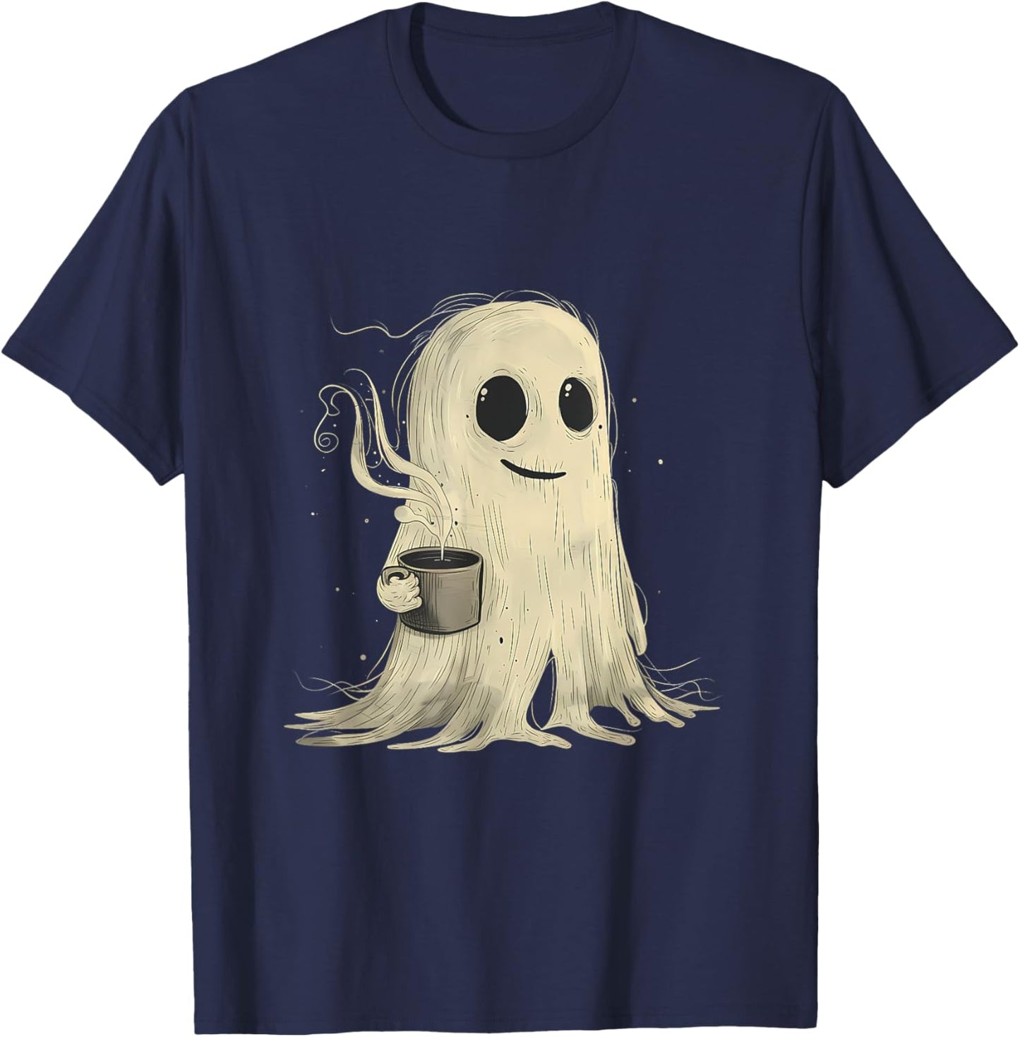 Spooky Ghost Costume Coffee Funny Halloween Costume T-Shirt - T-Shirt | Navy