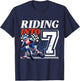 Dirt Bike Riding into 7 Years Motocross 7th Birthday Party T-Shirt - T-Shirt | Navy