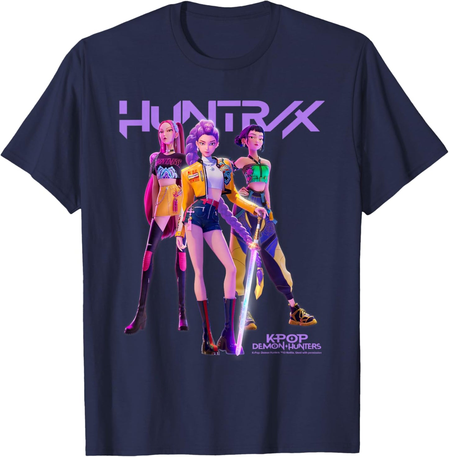 KPop Demon Hunters Huntrix Pose Officially Licensed T-Shirt - T-Shirt | Navy