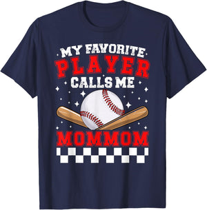 Proud Baseball Mommom Of A Baseball Player Mommom T-Shirt - T-Shirt | Navy