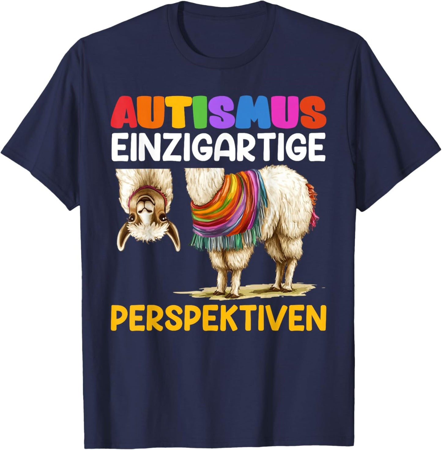 Autisten AUTISMUS EINZIGARTIGE PERSPEKTIEVEN Alpaka T-Shirt - T-Shirt | Navy