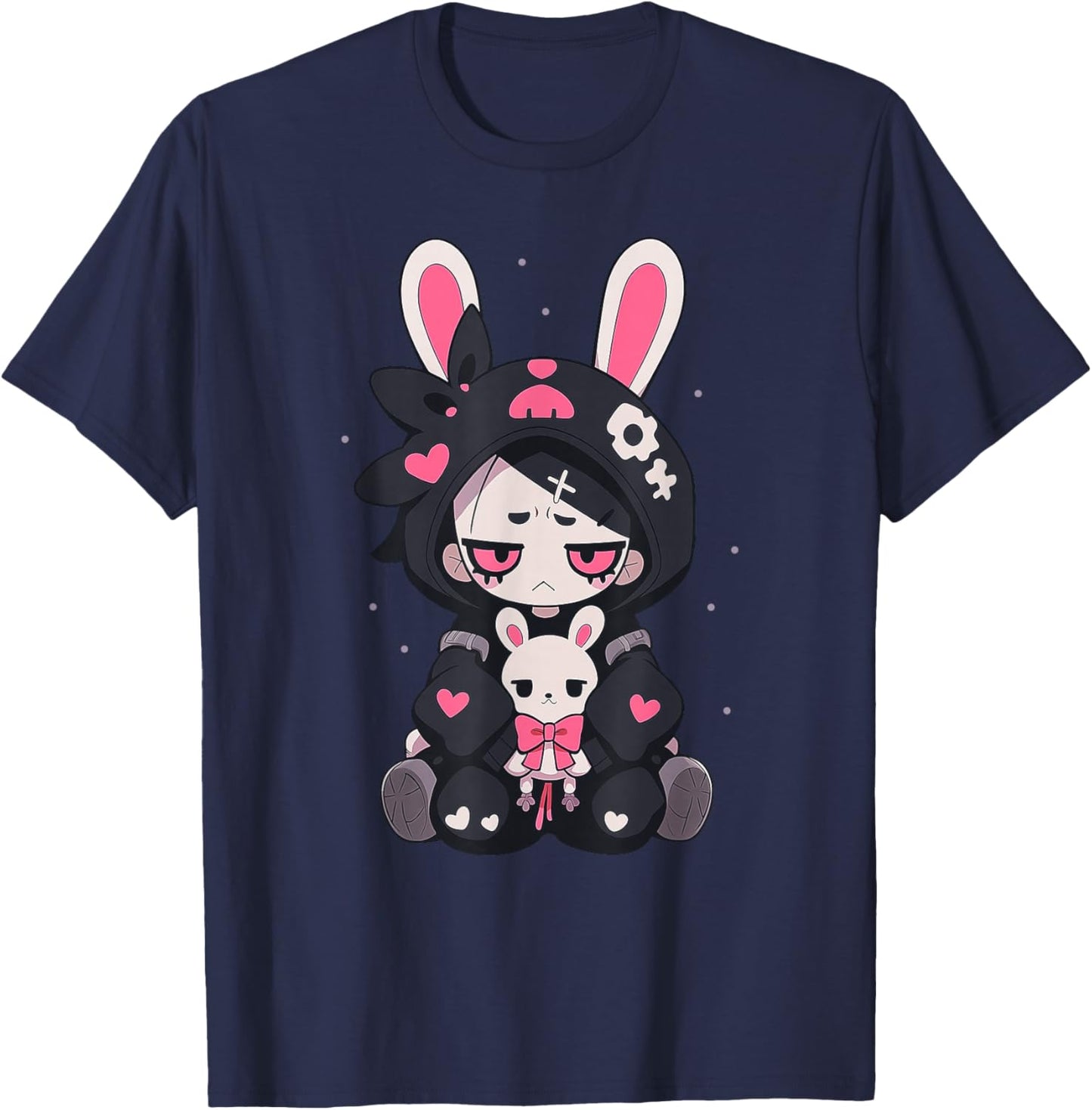 Rabbit Gothic Anime Japanese Creepy E-Girl Otaku Gothic T-Shirt - T-Shirt | Navy
