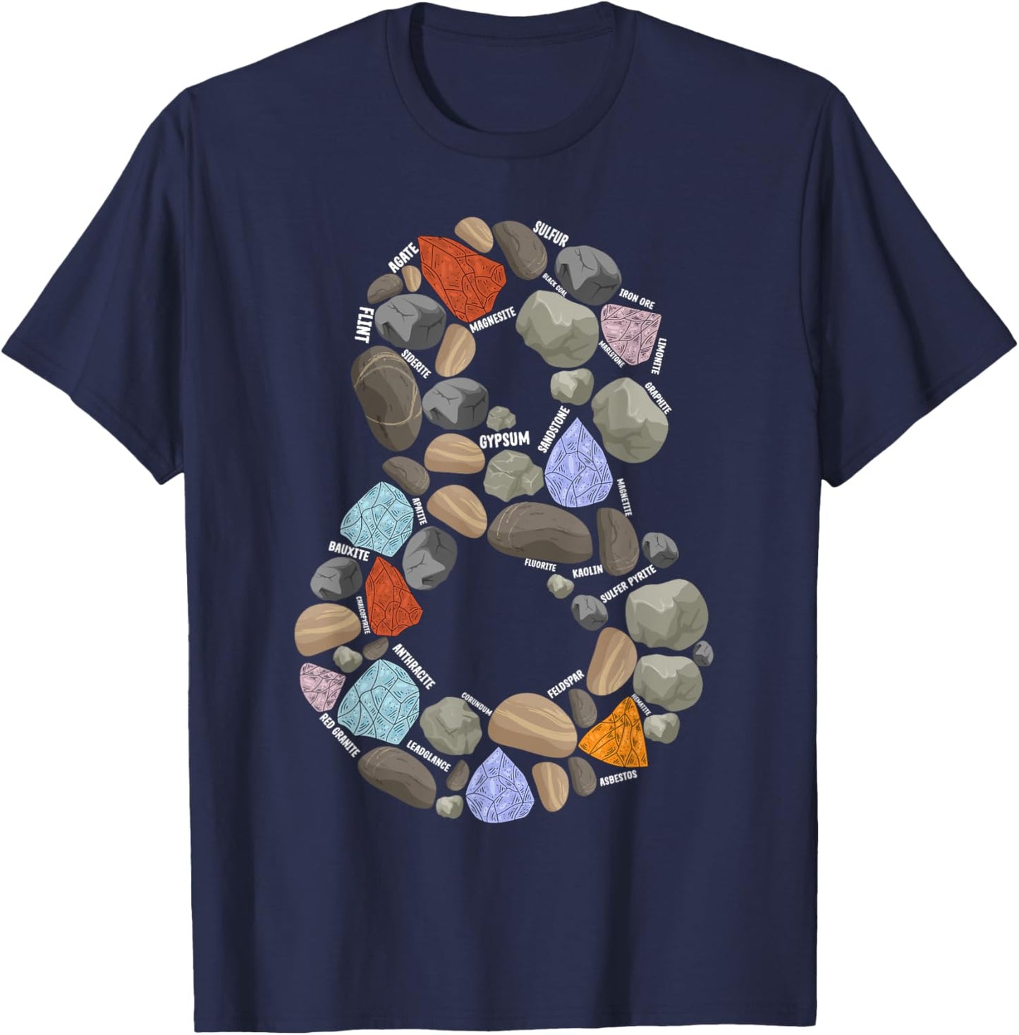 Geology Rocks 8 Years Old 8th Birthday Rock Collecting T-Shirt - T-Shirt | Navy