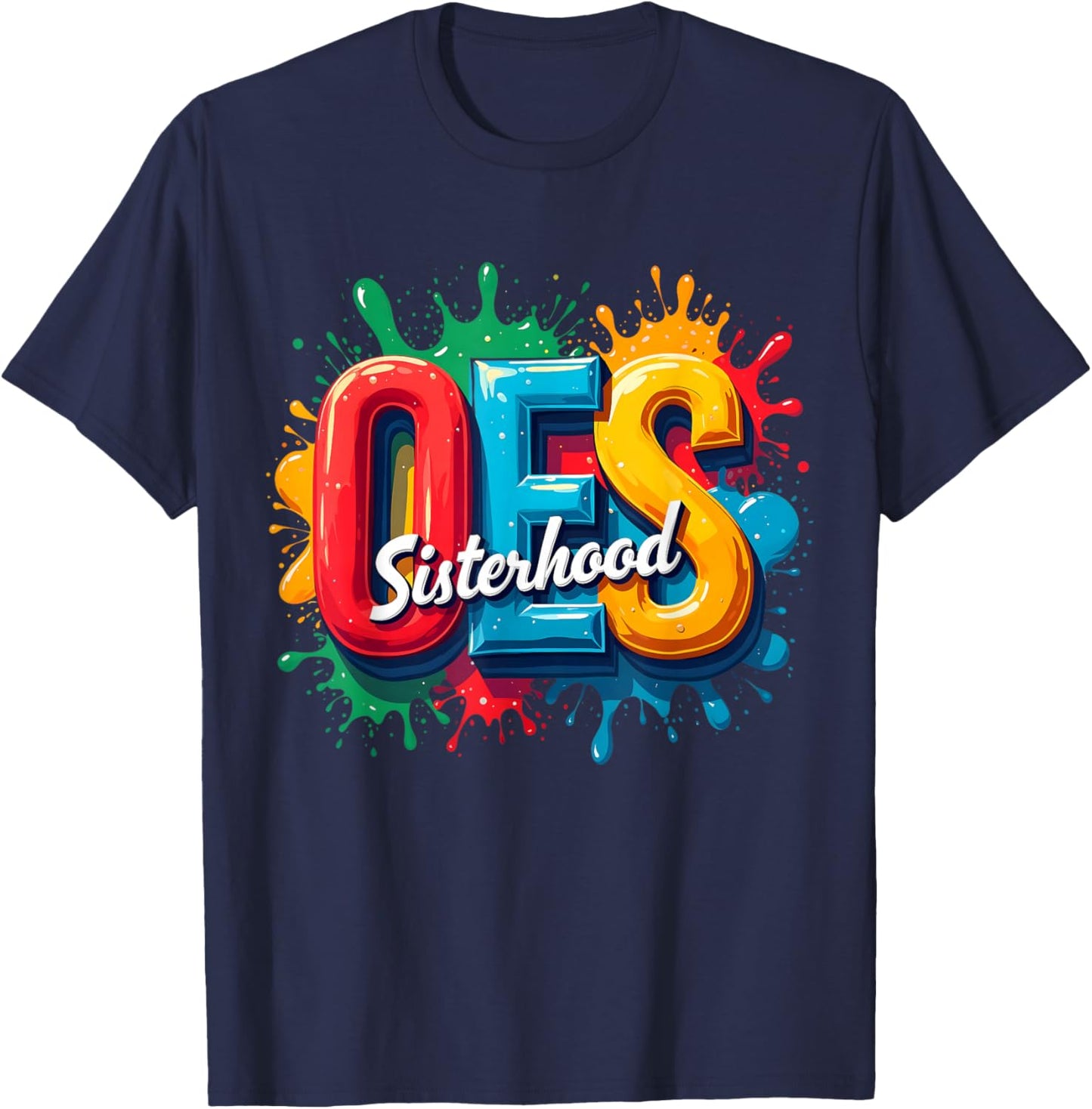 OES Sisterhood Watercolor Splat Order of The Eastern Star T-Shirt - T-Shirt | Navy