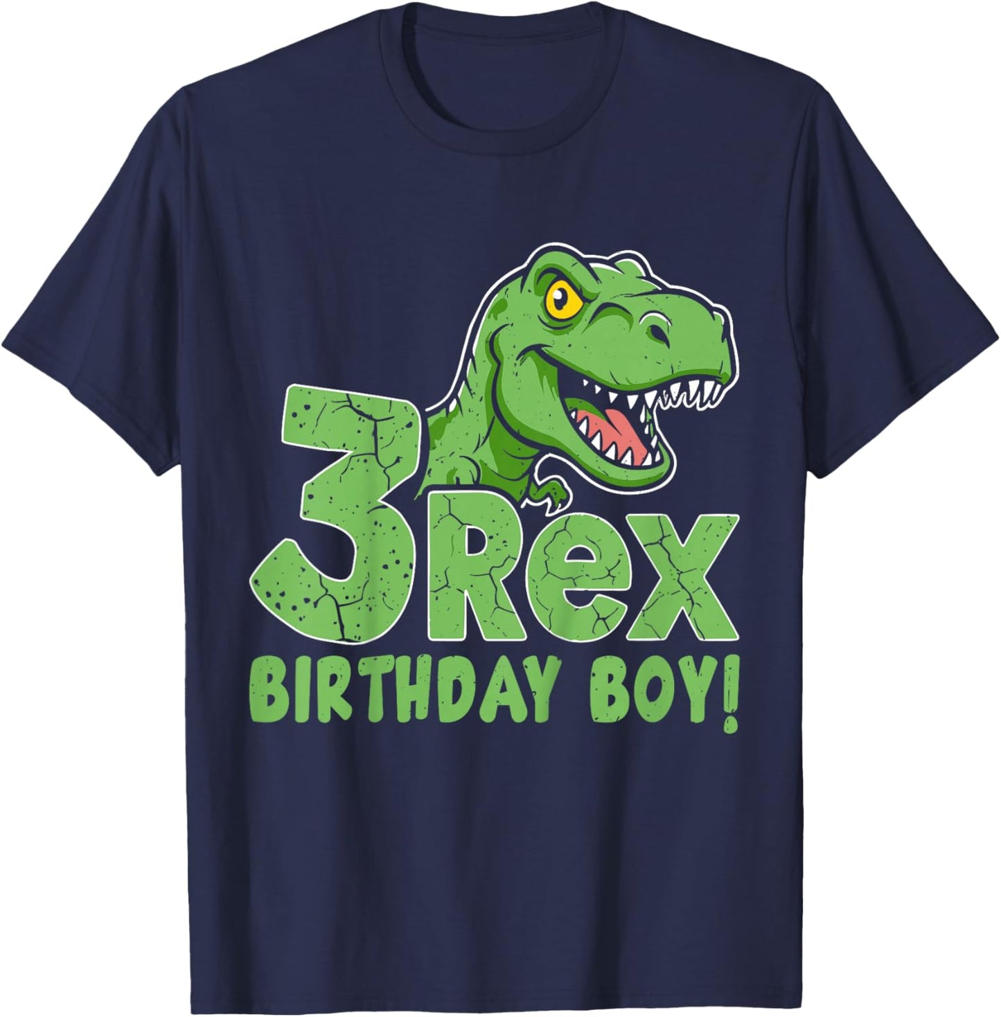 Kids 3 Rex Birthday Boy T-Rex Dinosaur 3rd Birthday Party T-Shirt - T-Shirt | Navy