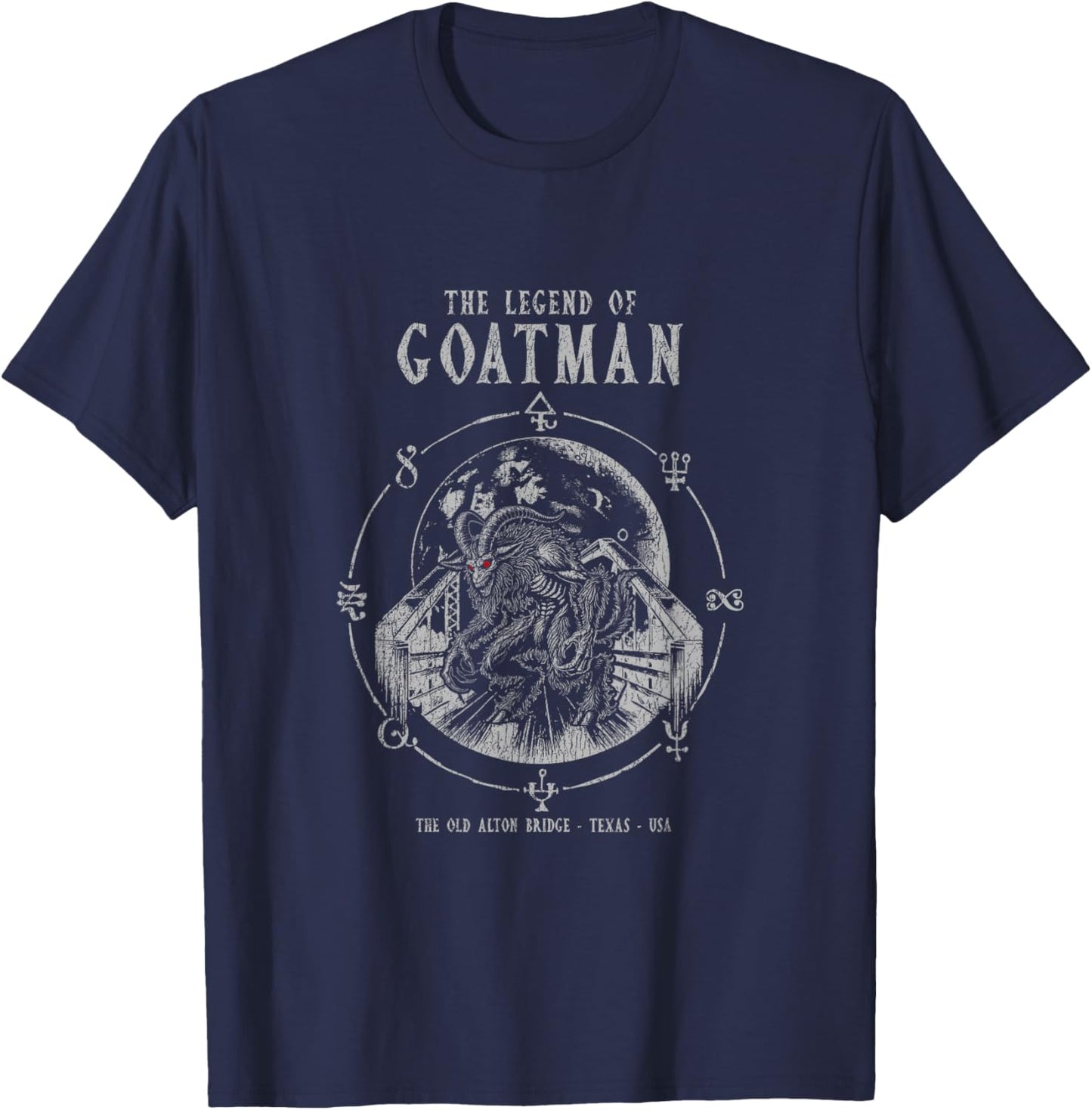 The Legend of Goatman - Old Alton Bridge - Texas T-Shirt - T-Shirt | Navy