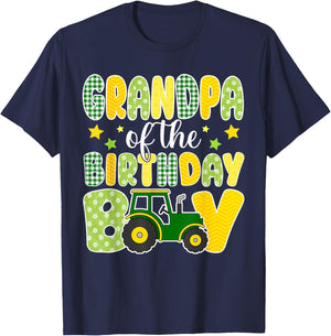Grandpa of The Birthday Boy Tractors Farm Trucks Family T-Shirt - T-Shirt | Navy
