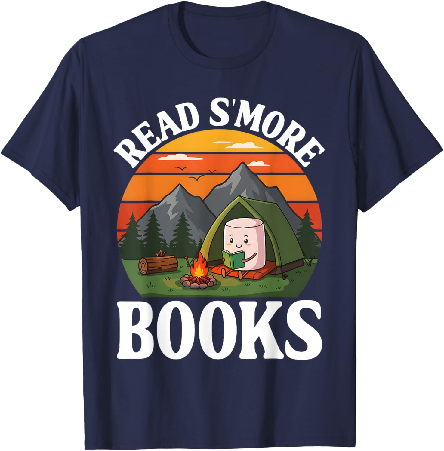 Read S'more Books Camping Outdoors Travel Campfire Smores T-Shirt - T-Shirt | Navy