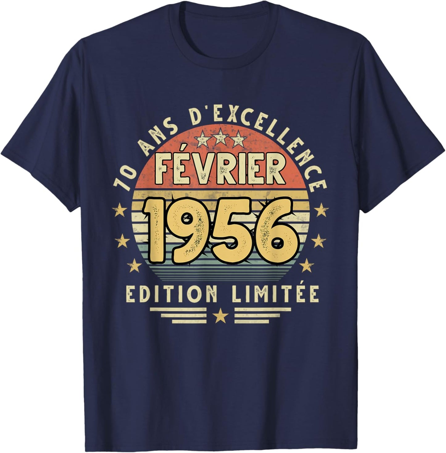 Février 1956 Cadeau Anniversaire Février 1956 70 Ans Homme T-Shirt - T-Shirt | Navy