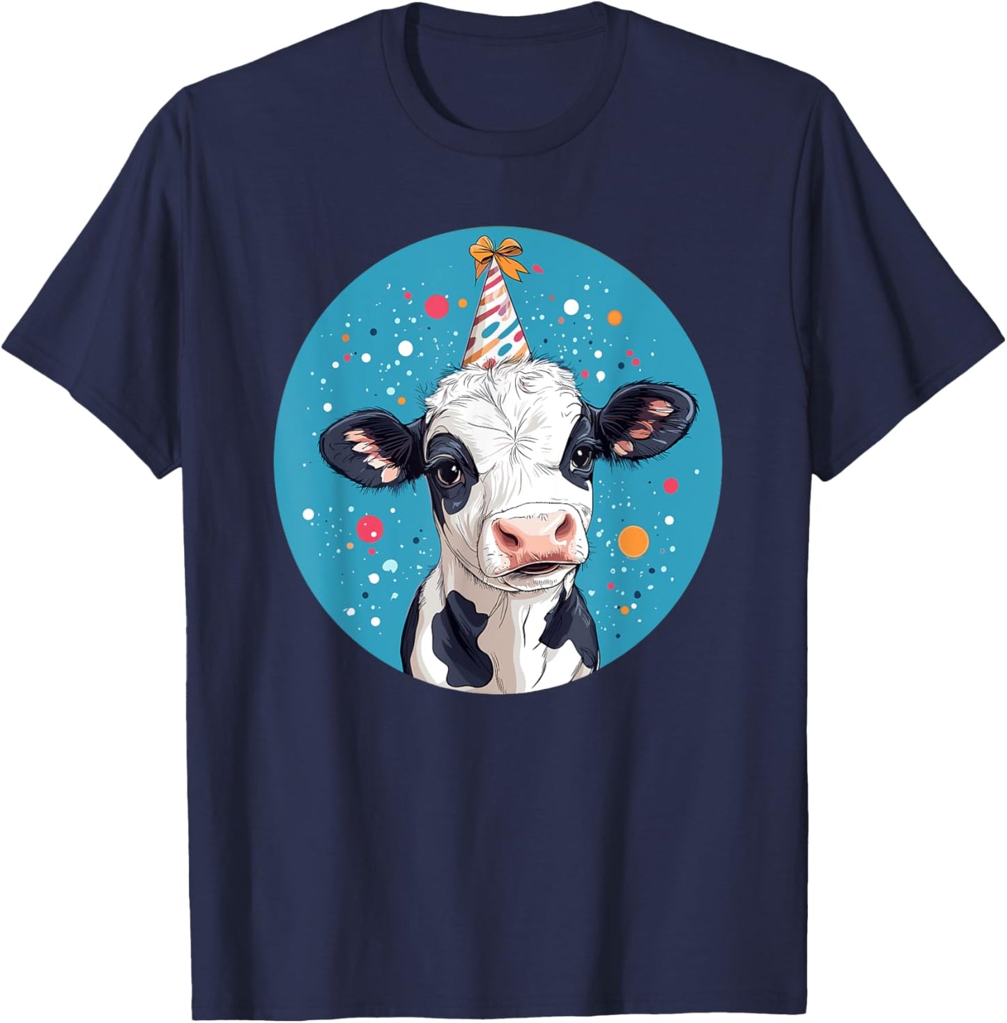 Party Hat Adorable Cow Birthday Bash T-Shirt - T-Shirt | Navy