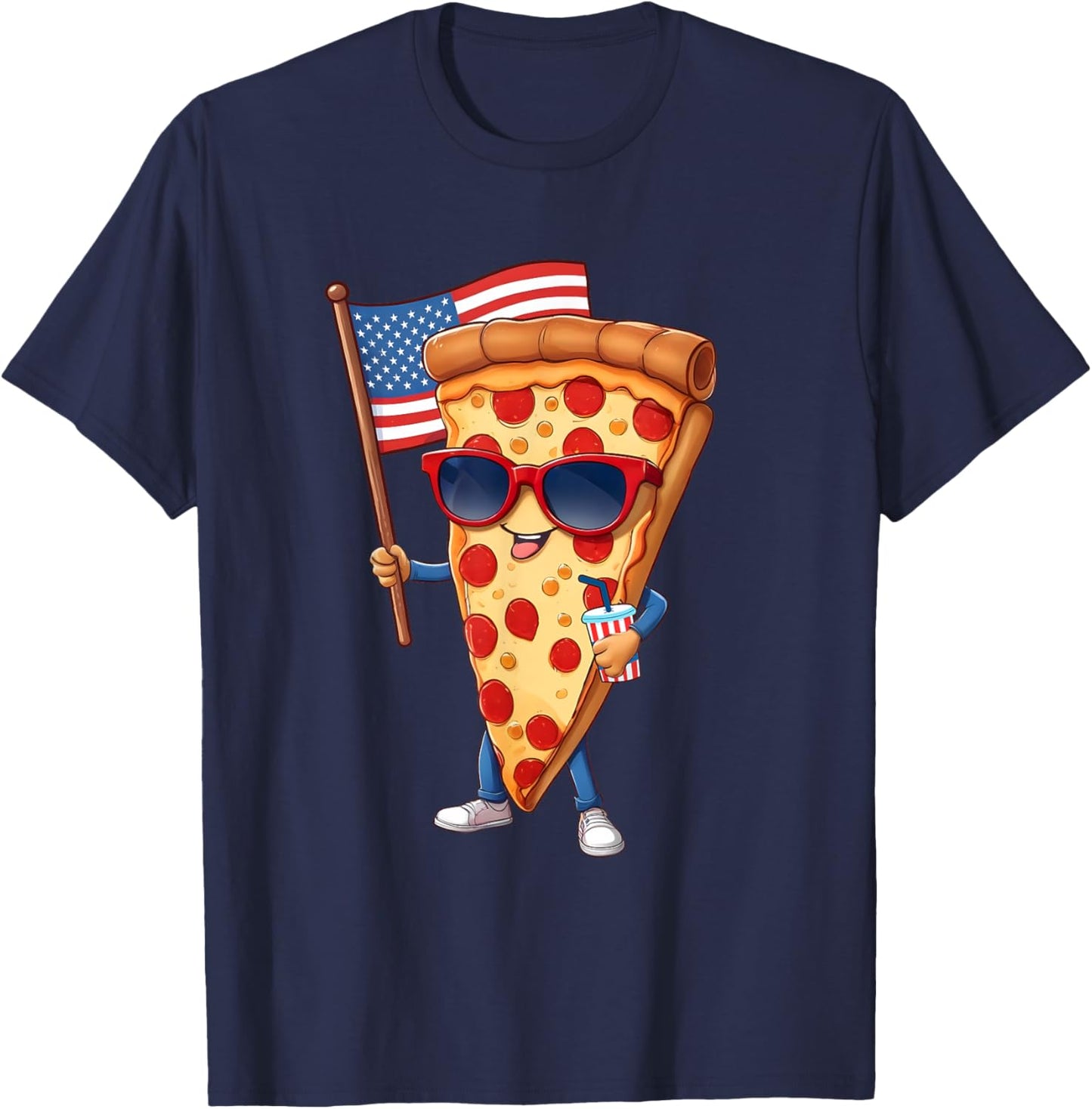 4th Of July Pizza Slice Patriotic American US Flag Kids Boys T-Shirt - T-Shirt | Navy