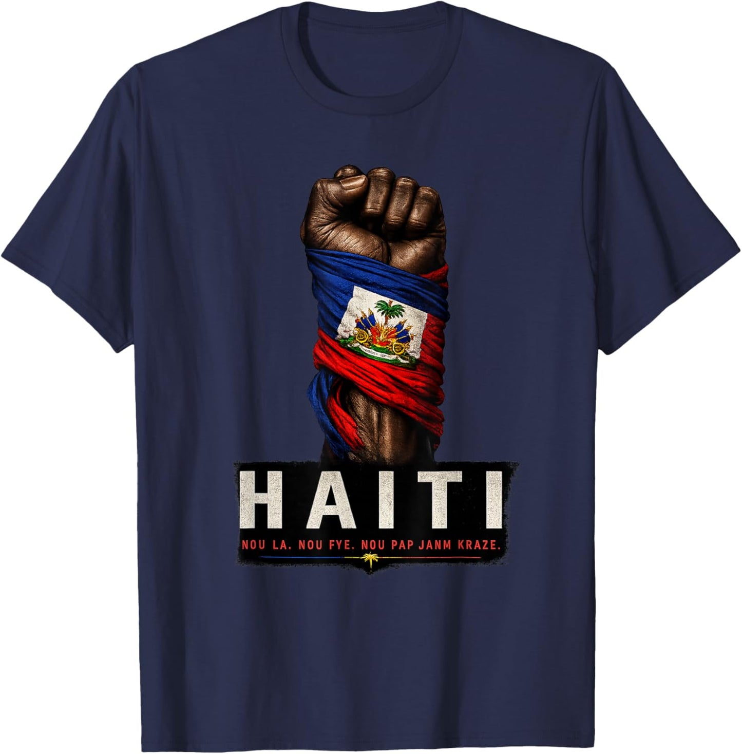 Ayiti Pride Fist Haitian Heritage T-Shirt - T-Shirt | Navy