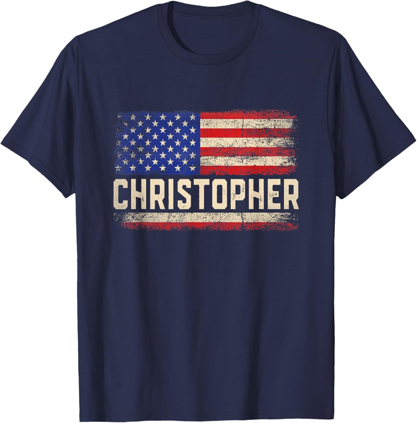 Christopher First Name Shirt Christopher Name American Flag T-Shirt - T-Shirt | Navy