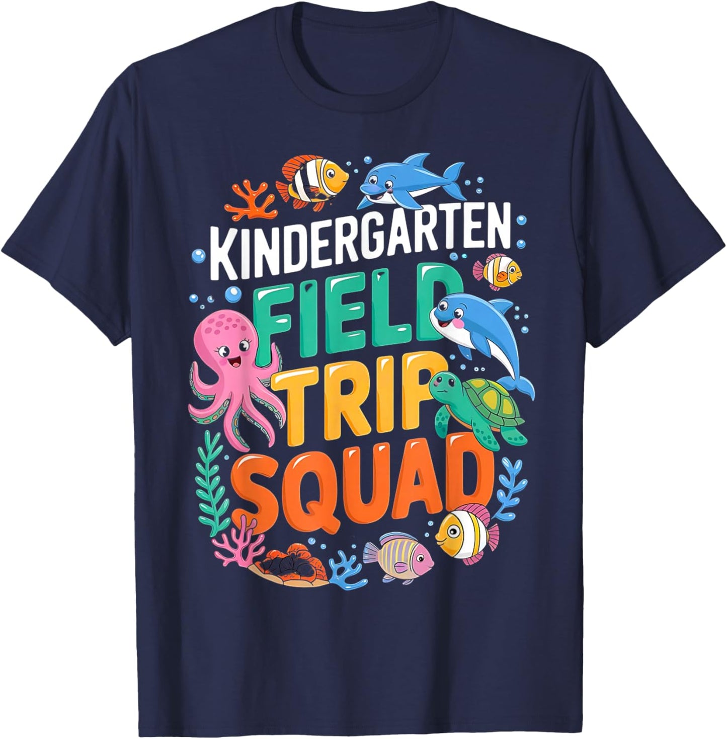 Sea Life Aquarium Underwater Field Trip Squad Kindergarten T-Shirt - T-Shirt | Navy