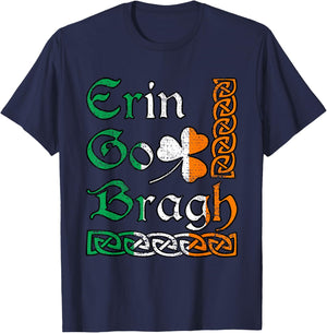 Erin Go Bragh Irish Pride Celtic Shamrock Design T-Shirt - T-Shirt | Navy