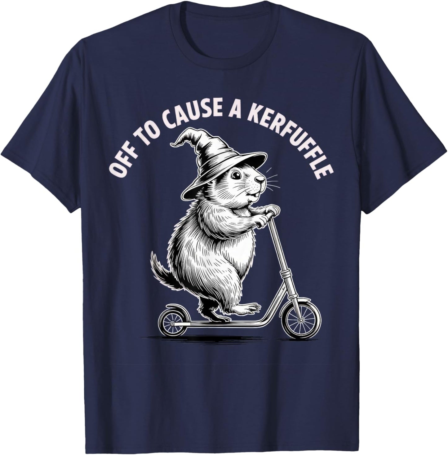 Off to Cause A Kerfuffle Meme Capybara T-Shirt - T-Shirt | Navy
