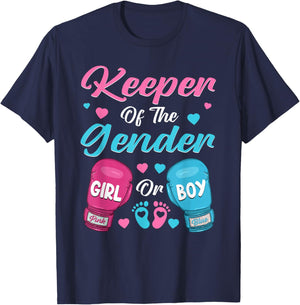 Keeper Of Gender Boxing Gender Reveal Family Party T-Shirt - T-Shirt | Navy