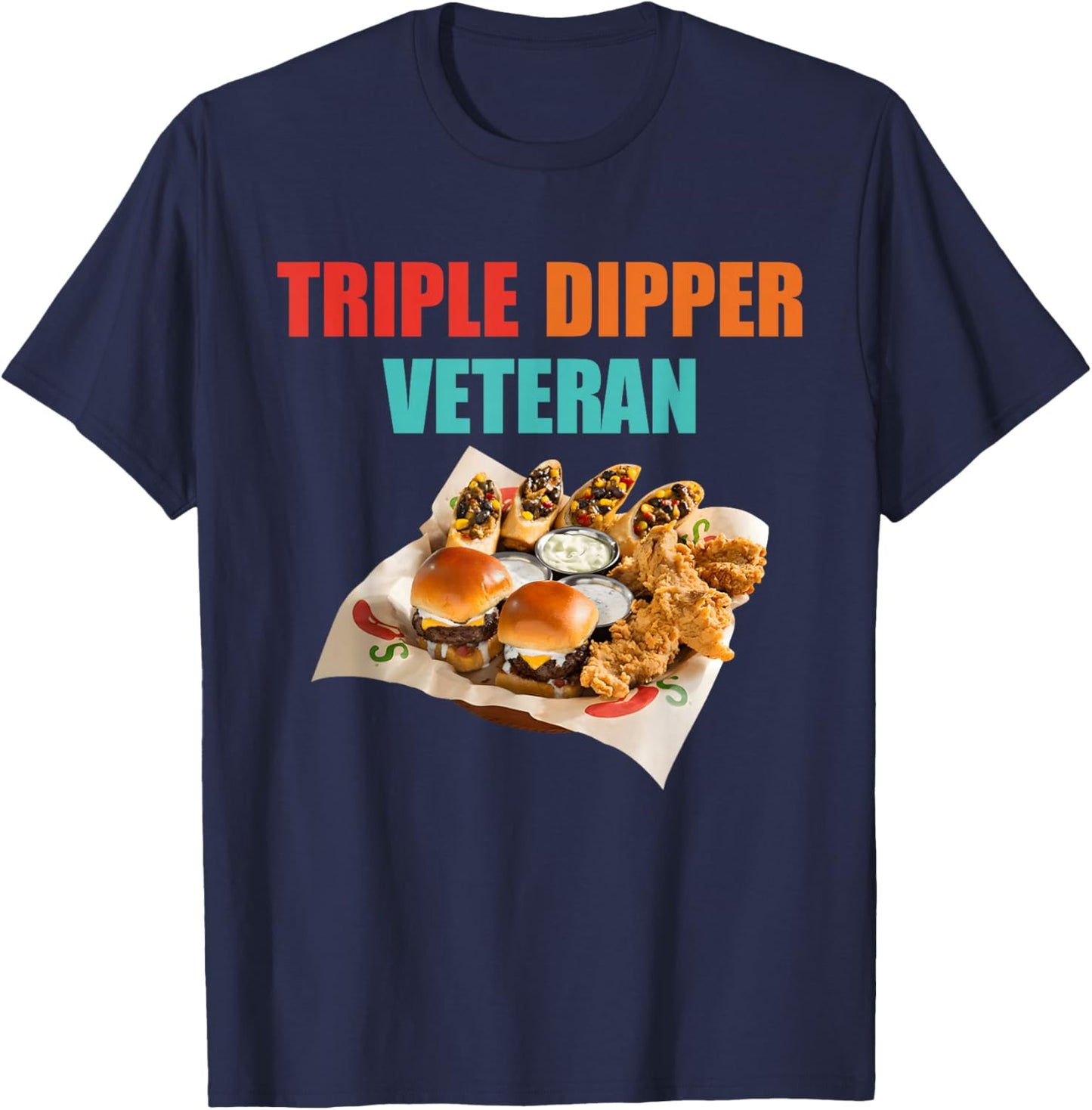 Triple Dipper Veteran Funny T-Shirt - T-Shirt | Navy