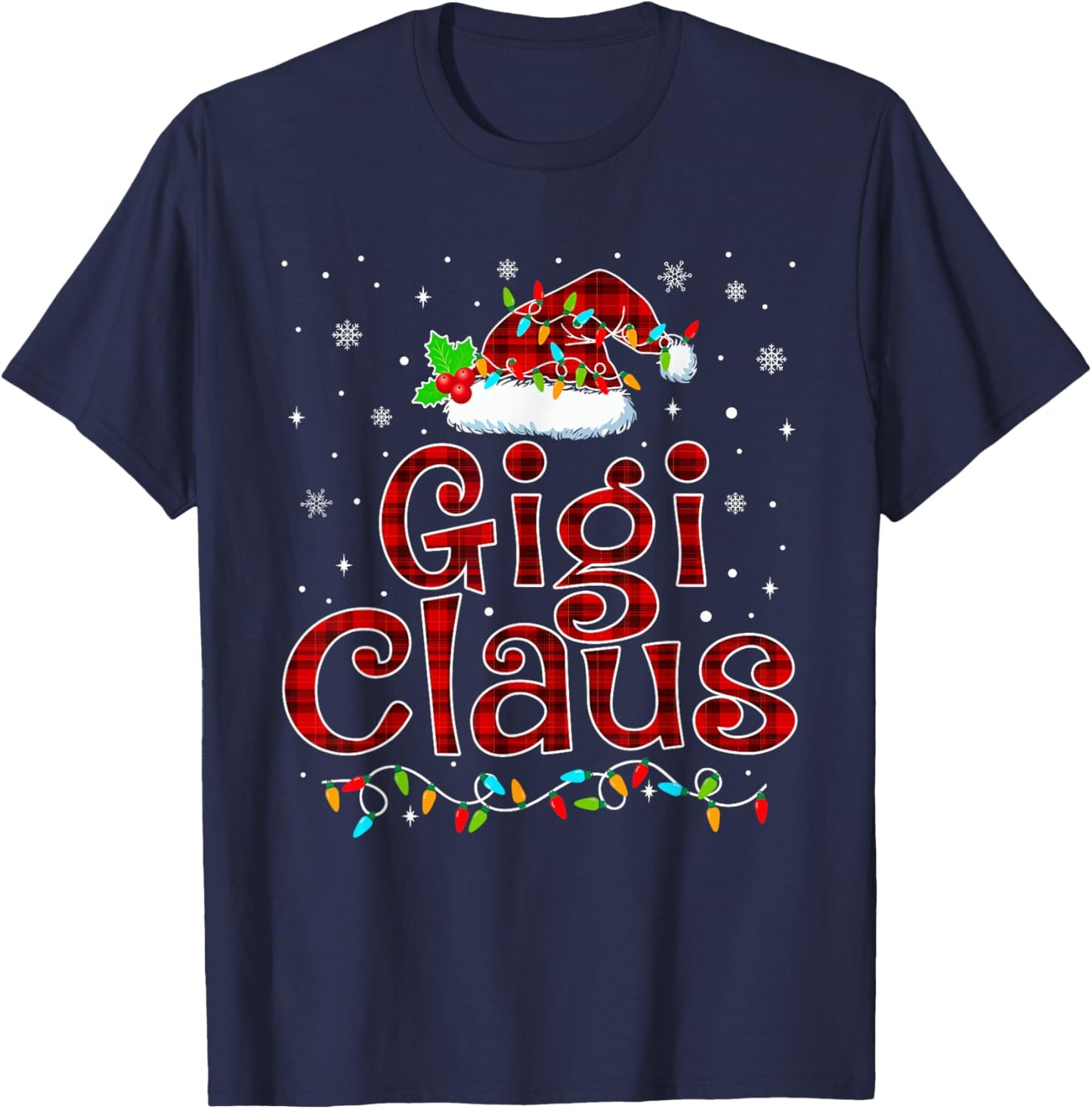 Gigi Claus Christmas Pajama Matching Family Xmas Lights T-Shirt - T-Shirt | Navy