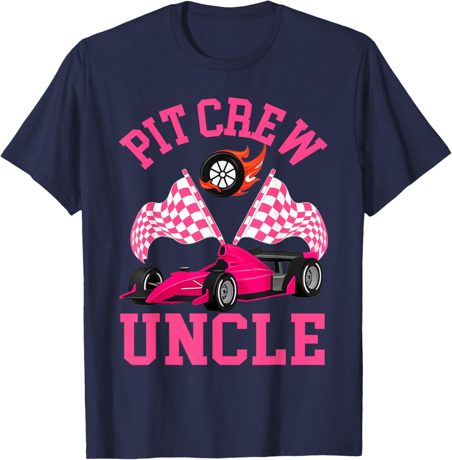Race Car Birthday Party Racing Family Uncle Pit Crew T-Shirt - T-Shirt | Navy