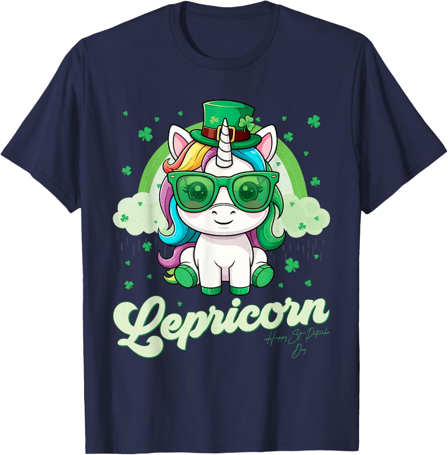 Funny Lepricorn Unicorn Happy St Patricks Day Women Girls T-Shirt - T-Shirt | Navy