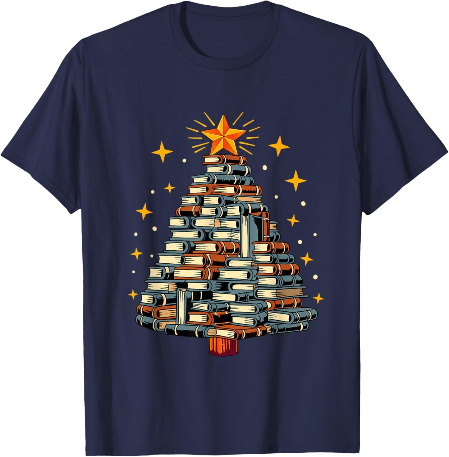 Christmas Tree Books T-Shirt - T-Shirt | Navy