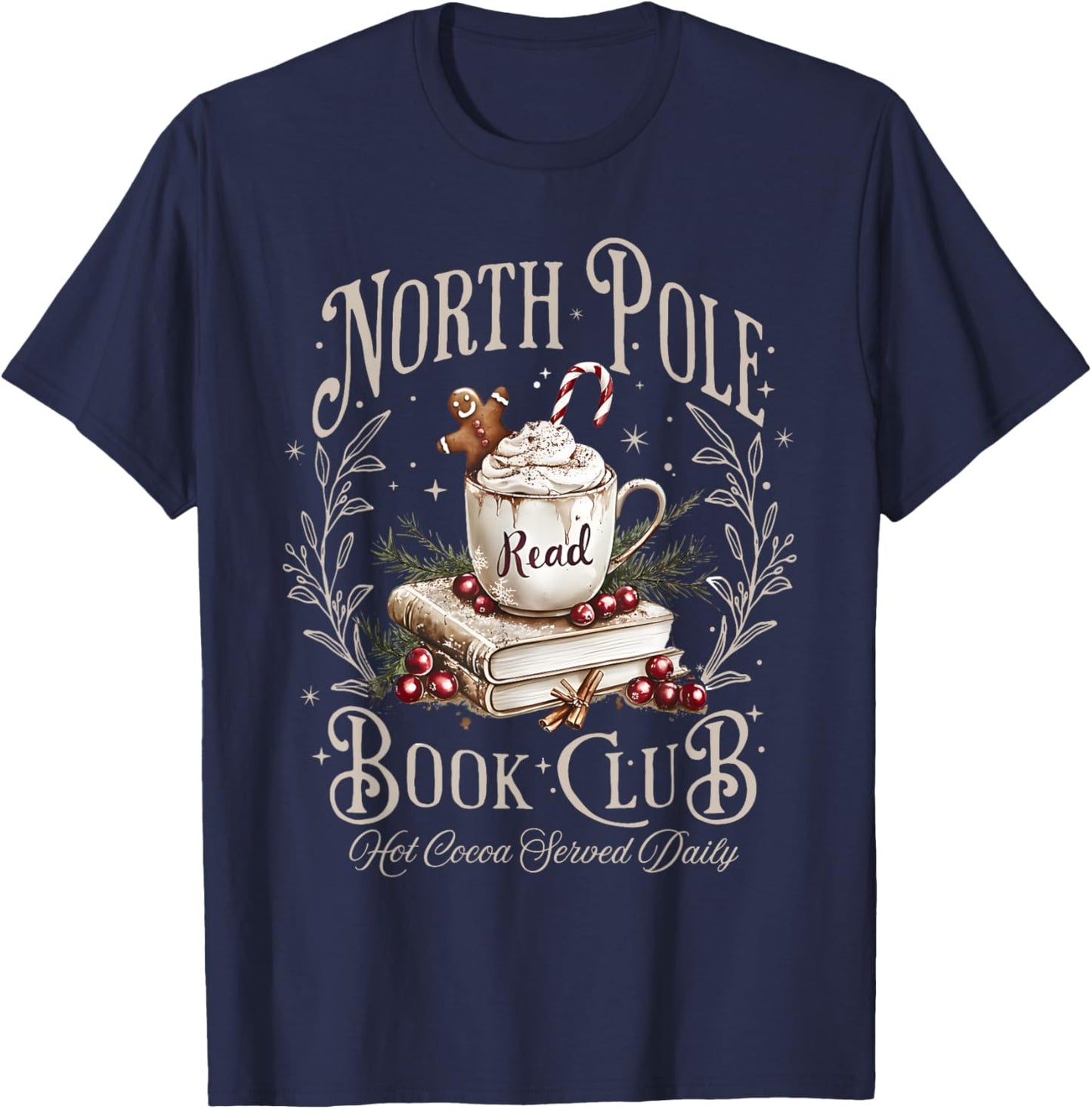 All Booked for Christmas Coquette Xmas Book Club Book Lovers T-Shirt - T-Shirt | Navy